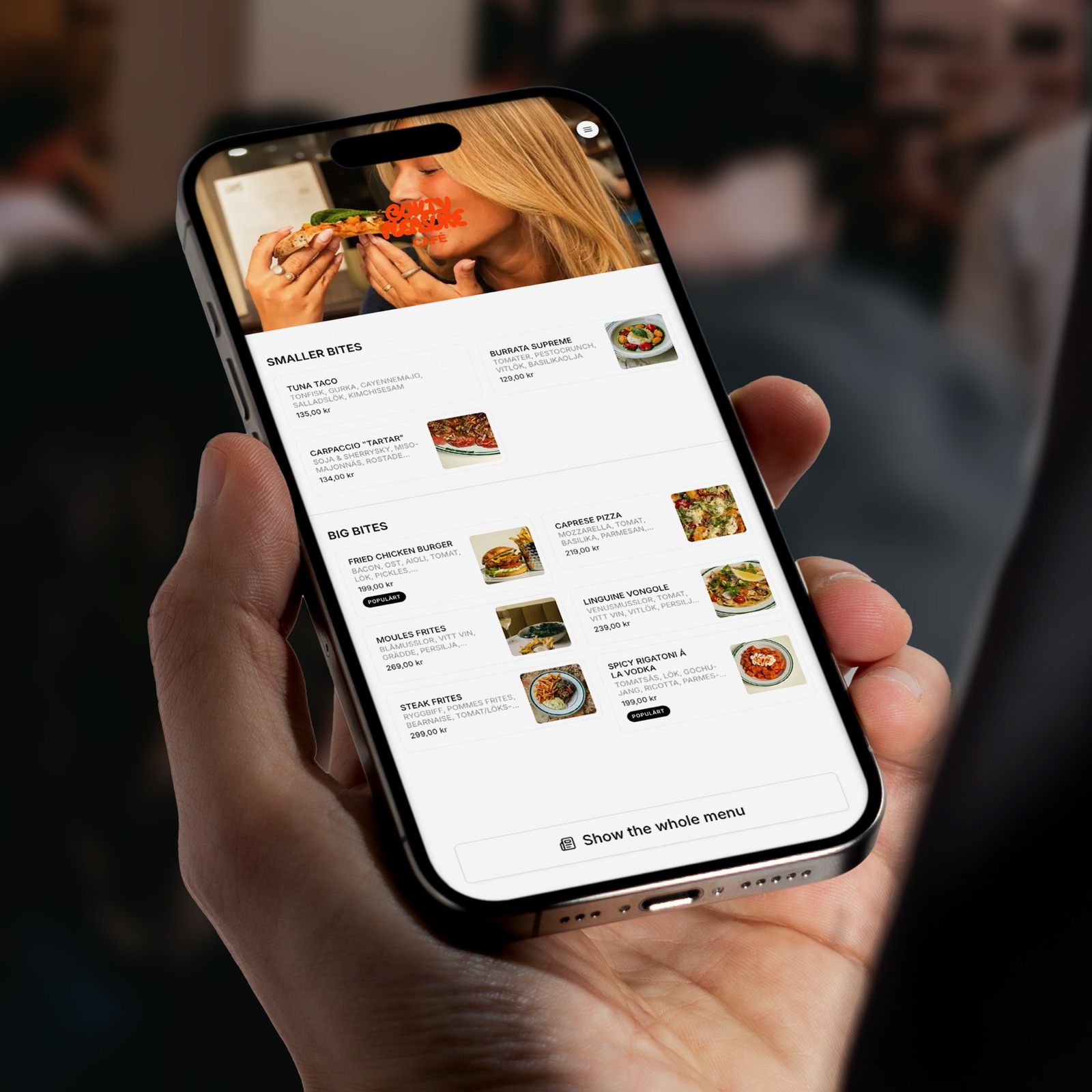 The menu in the phone's browser