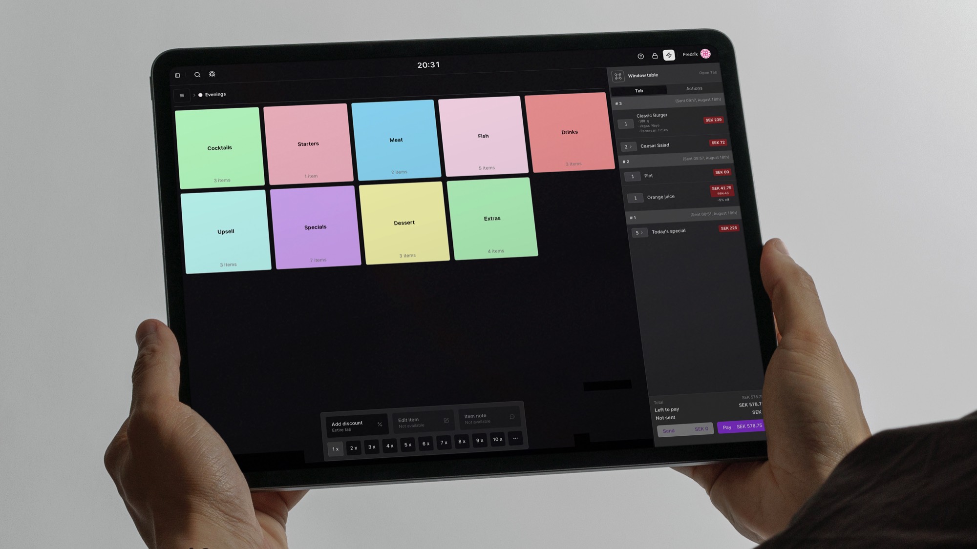 Karma POS on a tablet
